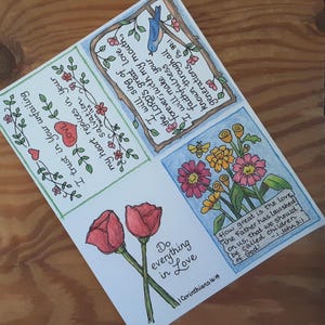 Love Scriptures Coloring Cards, Printable Bible Verses, Postcards (Digital Download)