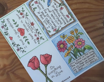 Kleurkaarten liefdesgeschriften, afdrukbare bijbelteksten, ansichtkaarten (digitale download)
