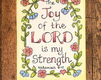 Kleurplaat Joy of the Lord, christelijke wenskaarten en bladwijzers (digitale download)
