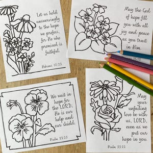 Hope Scripture Cards to Color: Printable Bible Verses,  Postcards  (Digital Download)