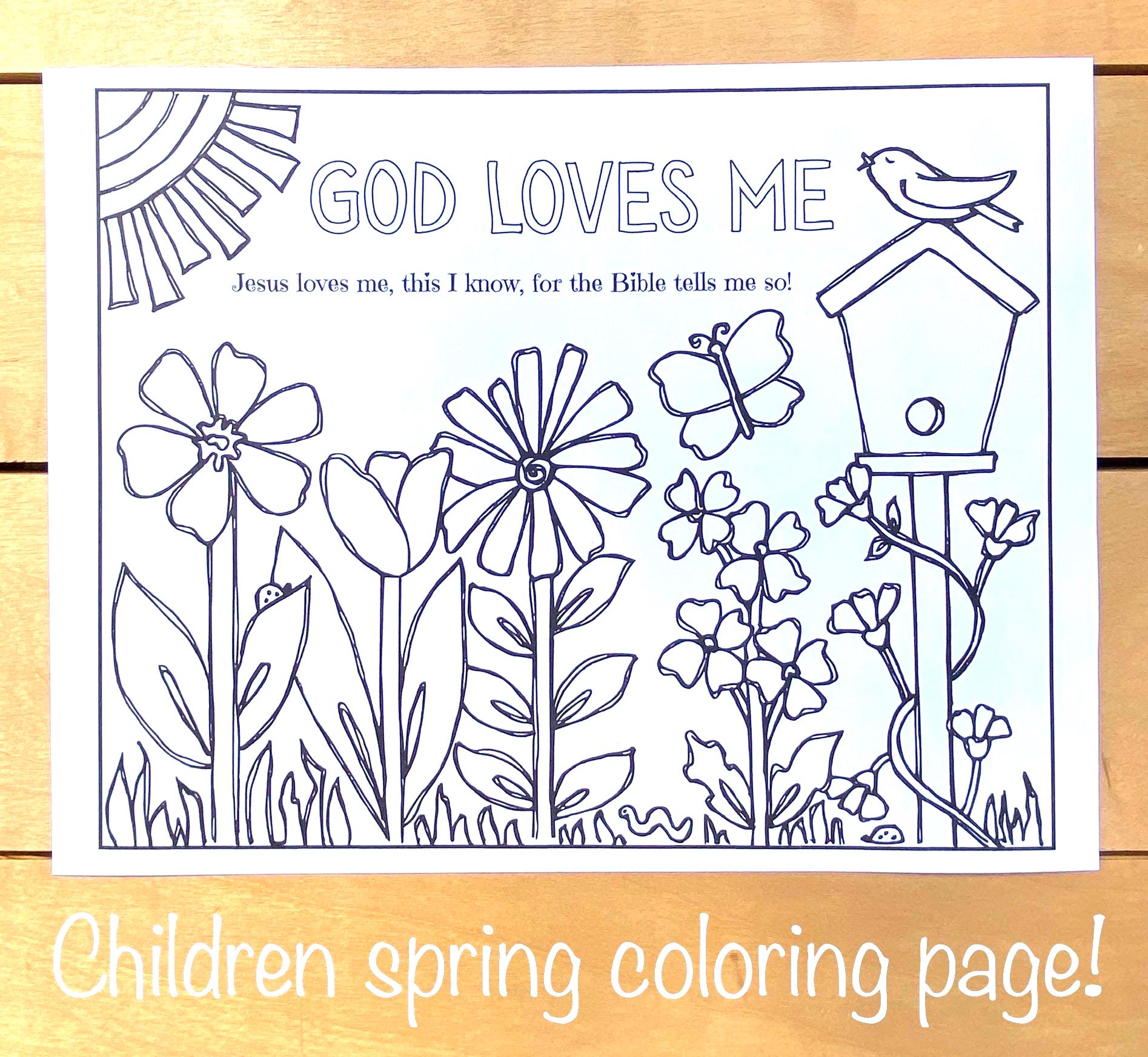 Religious Ed Coloring Pages Spring Children's Christian Spring Coloring Page, God Loves Me, PDF Digital ...