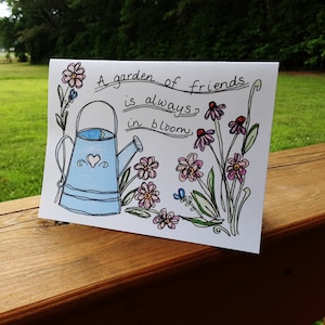 Wenskaarten in kleur, vriendschap en bloemen, uitnodigingsformaat (A2), 2 ontwerpen, digitale download, direct afdrukbaar