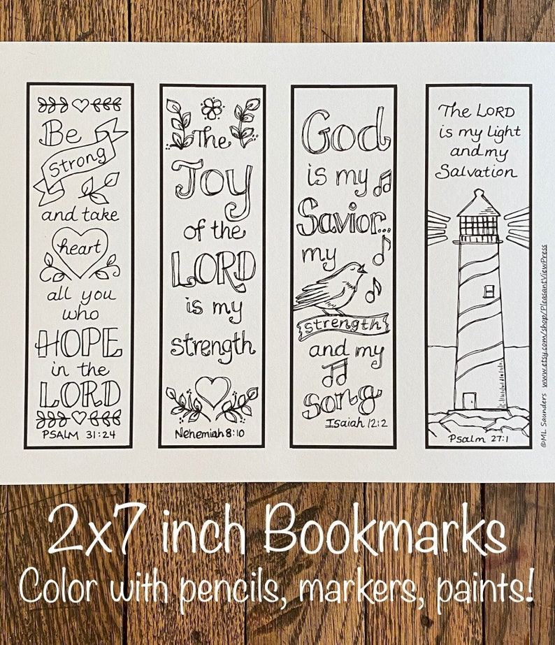 Scripture Bookmarks to Color, for Sunday School, Youth Groups, Ladies ...