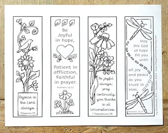 Joy Scripture-bladwijzers om in te kleuren, favoriete verzen, digitale download