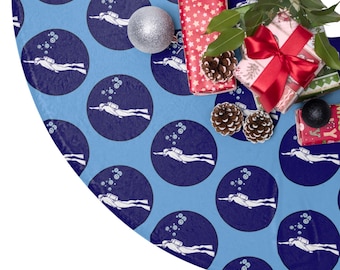 SCUBA DIVER Christmas Tree Skirt | Merry Christmas Personalized Holiday Decor | Diving Enthusiast