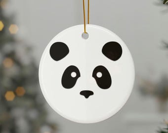 Panda Face Ceramic Ornaments, Cute Holiday Decor, Gifts for Animal Lovers, Unique Tree Decorations, Perfect for Birthdays & Baby Showers