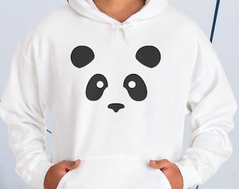 Panda Bear Face Hoodie, Unisex Animal Print Sweatshirt