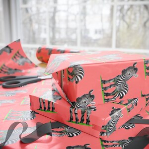Carta da regalo zebrata, carta da regalo con stampa animale, divertenti articoli per feste di compleanno a tema safari, decorazione per baby shower a tema giungla, a righe bianche e nere
