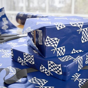 Gift Wrap, Racing Wrapping Papers, Motorsport Gift Wrap, Checkered Flag Party Supplies, Race Car Theme, Vintage Racing, Finish Line Flag