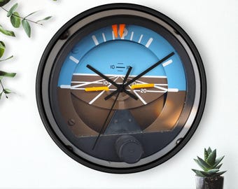 Aviation Wall Clock, Attitude Indicator Airplane Cockpit Dial, Personalized Pilot Decor, Aircraft Enthusiast Gift, Flight Theme Clock,