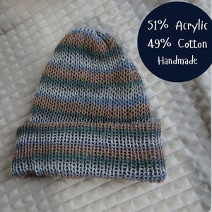 Hand-knitted pastel color beanie, handmade beanies, adult beanies, gift for him, gift for her, knitted hats