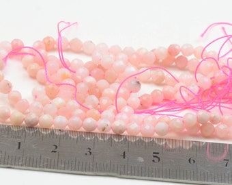 Pink Opal faceted round  beads .4 mm beads. 35 cm strand - 14 inches strand