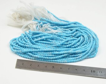 Blue Turquoise faceted 3mm beads strand  16 inches . 42 cm strand