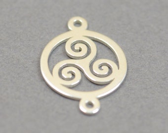 Triskel charm sterling silver bead Connector,charm,pendant,DIY,for making bracelets,necklace jewelry.Celtic triskel