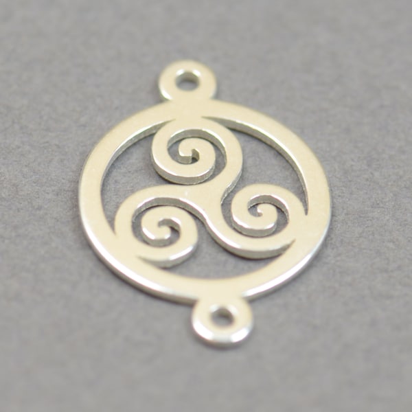 Triskel charm sterling silver bead Connector,charm,pendant,DIY,for making bracelets,necklace jewelry.Celtic triskel