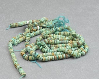 Natural Turquoise Smooth Disk 5-6mm 13 inches . 33 cm strand