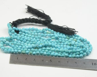 Blue Turquoise nugget 4mm beads strand  17 inches . 45 cm strand