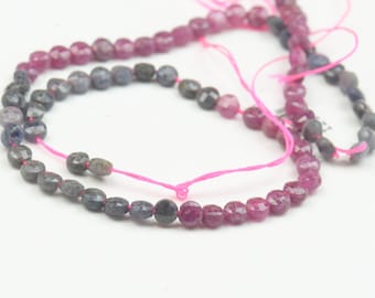 Ruby and Sapphire strand of discs beads.11 inches strand . 30 cm. 3mm beads