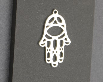 Hamsa charm sterling silver bead ,charm,pendant,DIY,for making jewelry ,necklace jewelry.Hamsa hand sterling silver