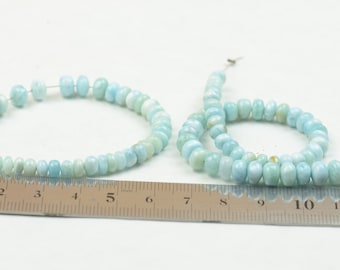 AAA Blue Larimar Smooth Rondelle Beads. 15 cm strand- 6 inches from 4 to 6 mm beads