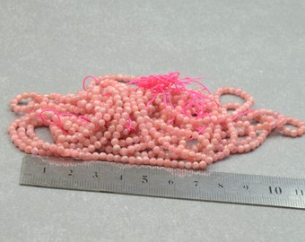 Rhodochrosite 3mm round bead . 15 inches . 38 cm strand