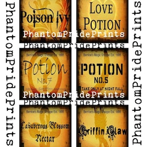Digital Halloween Labels, Potion Labels, 2 Liter Bottle Labels, Halloween Party Labels, PDF Clipart, Halloween Scrapbooking, Journal Junk.