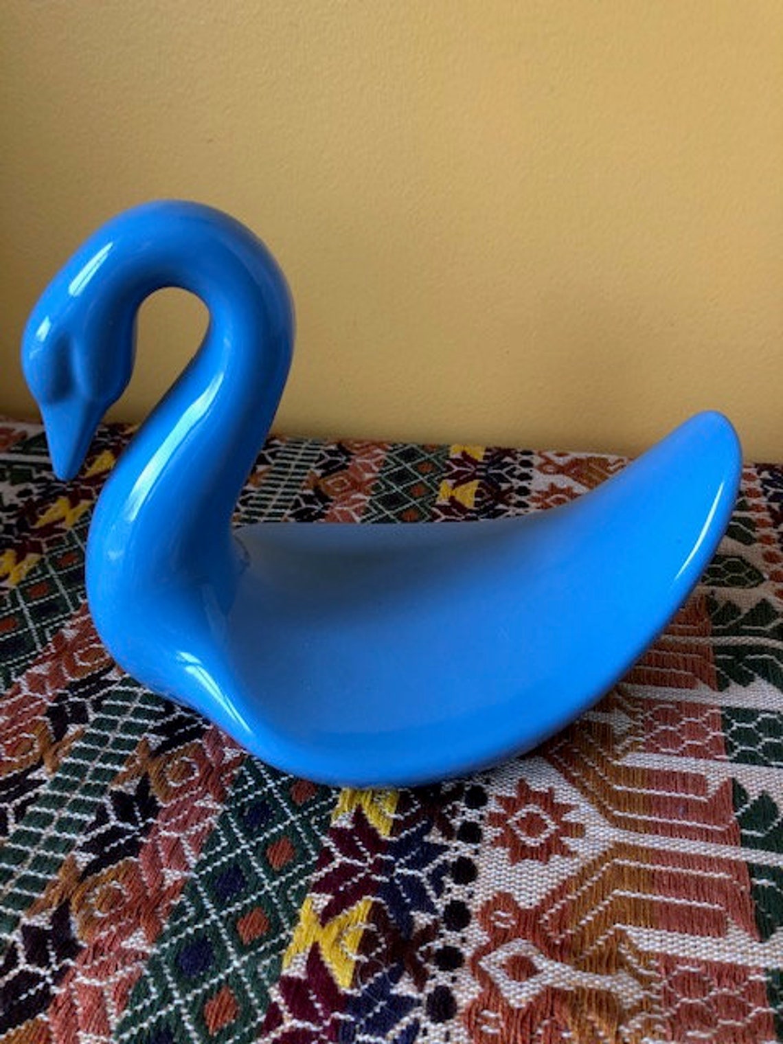 Art Deco 80's Ceramic Swan Towel Holder Large Black White Etsy