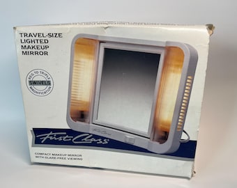 Vintage Travel Sized Lighted Makeup Mirror by First Class 90's