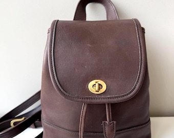 COACH Vintage Daypack in Mahogony Brown Leather, Small Backpack Rucksack Bag - Style 9960