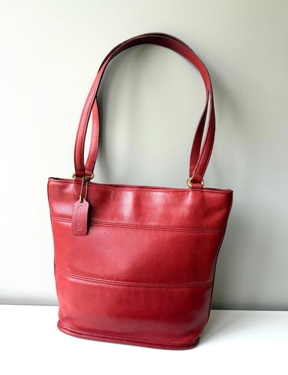 COACH Vintage Tribeca Shopper Tote Shoulder Zip Bag in Red