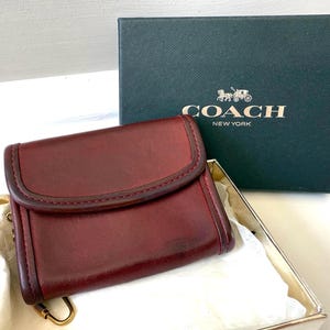 小物 VINTAGE COACH 7219 MULTIFUNCTION WALLET COACH Vintage Mahogany Luxury Leather Multifunction Wristlet