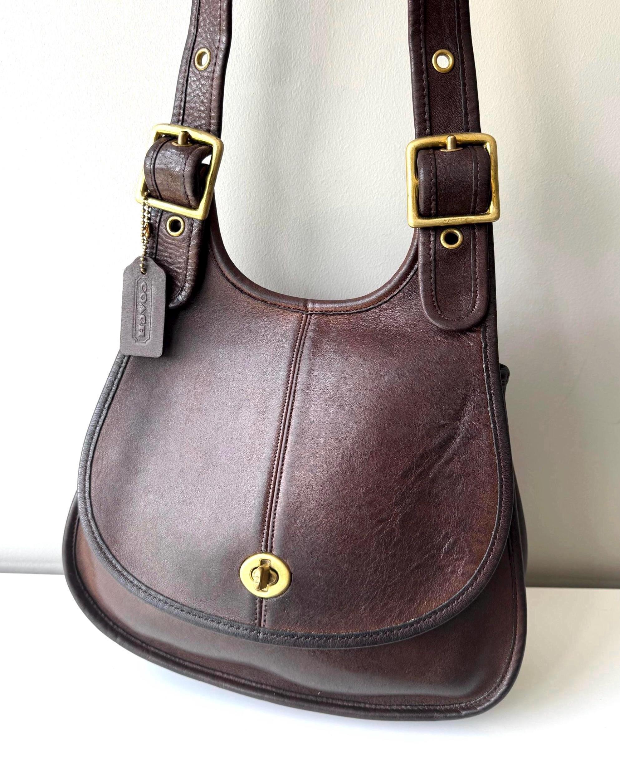COACH Vintage Crescent Bag in Dark 'mocha' Brown, Made in New York