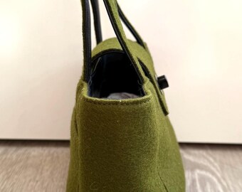 COACH Rare Mini Tote Bag in 100% Wool Felt & Glovetanned Leather 