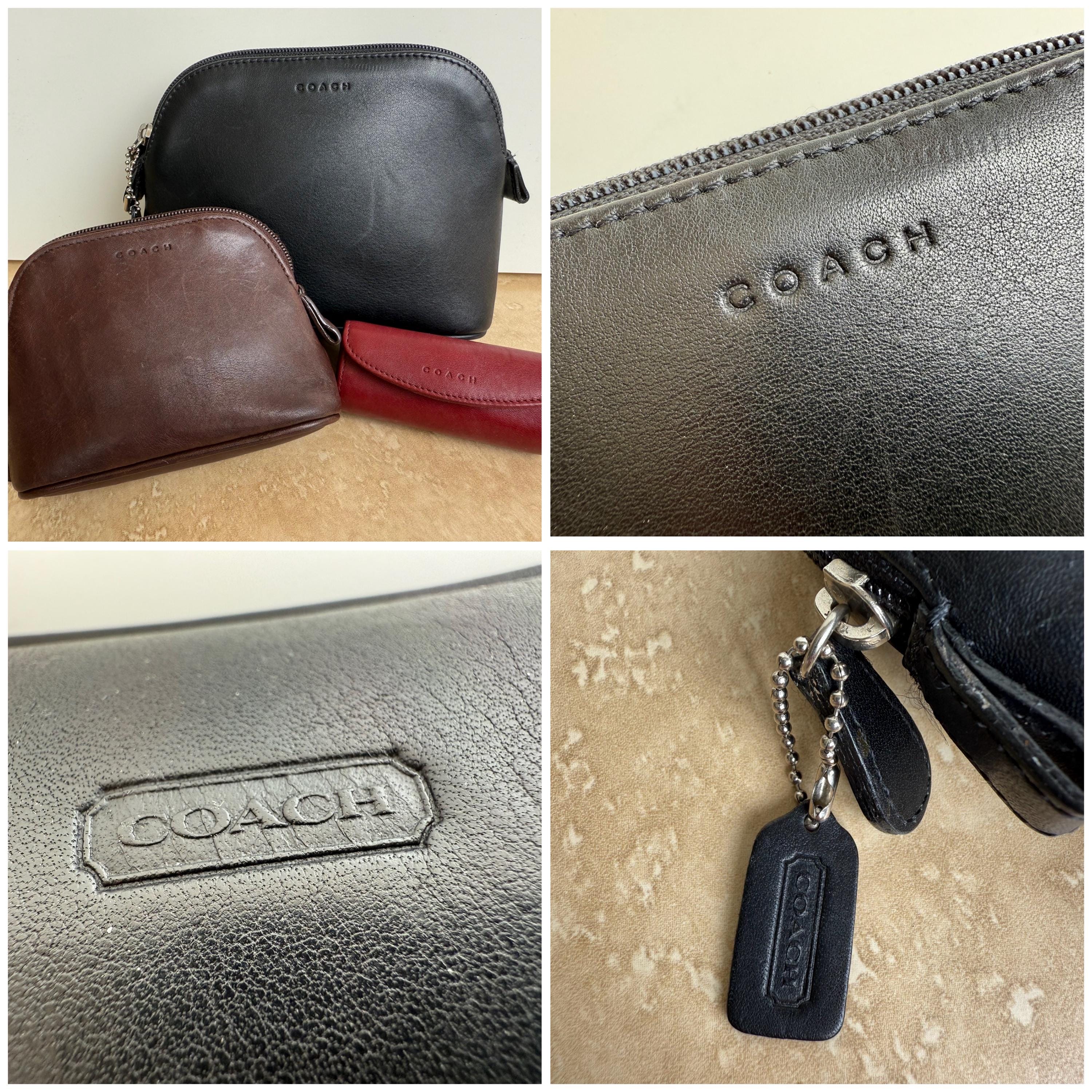 COACH Vintage Dome Zip Medium Cosmetic Case Purse in Black Leather