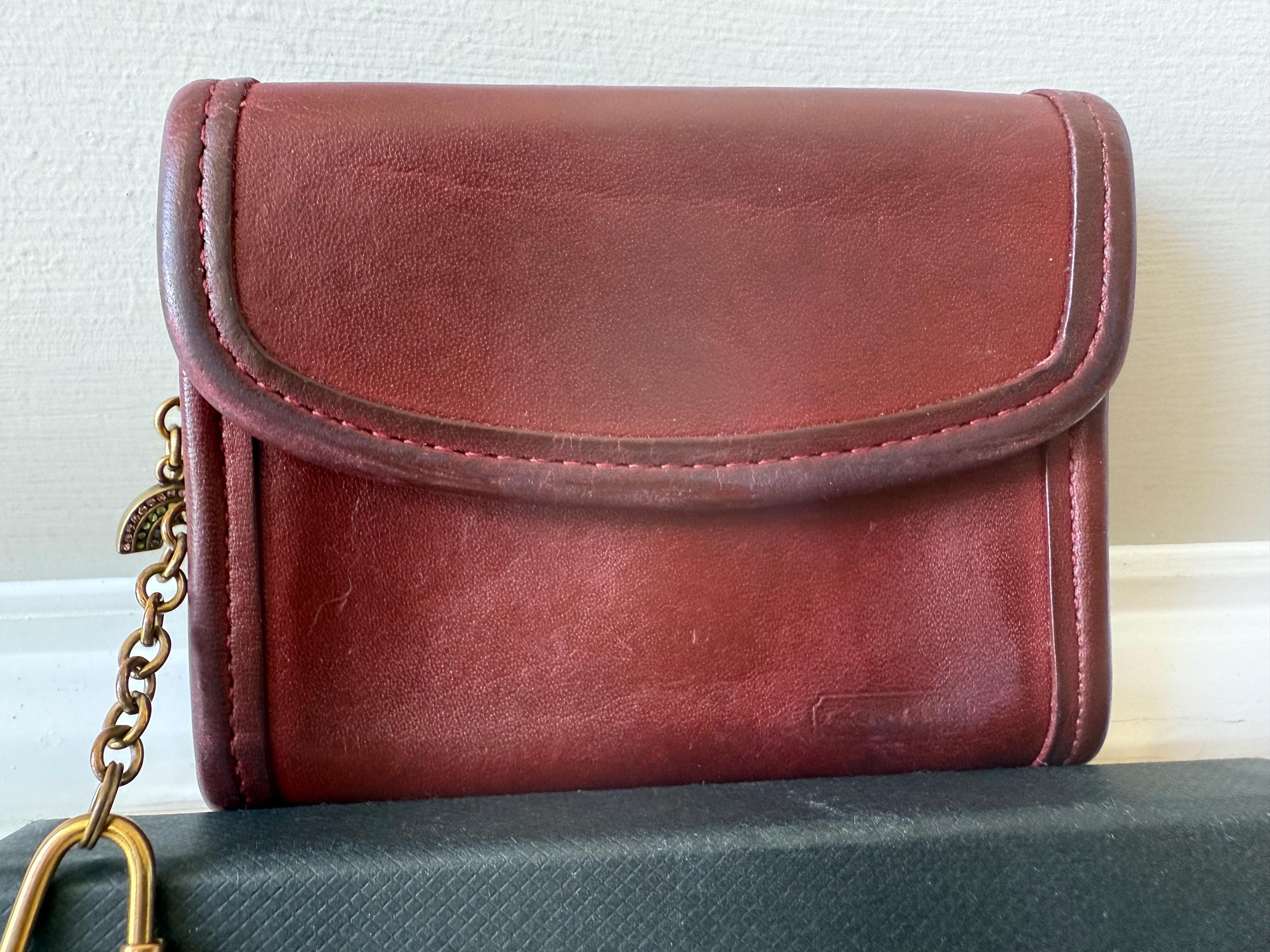 COACH Vintage Multifunction Purse/wallet in Dark Red With Keychain