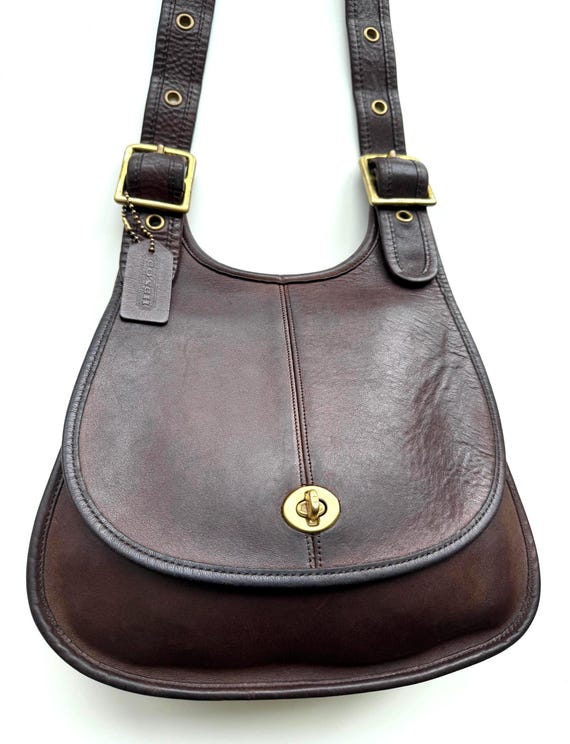 COACH Vintage Crescent Bag in Dark 'mocha' Brown, Made in New York