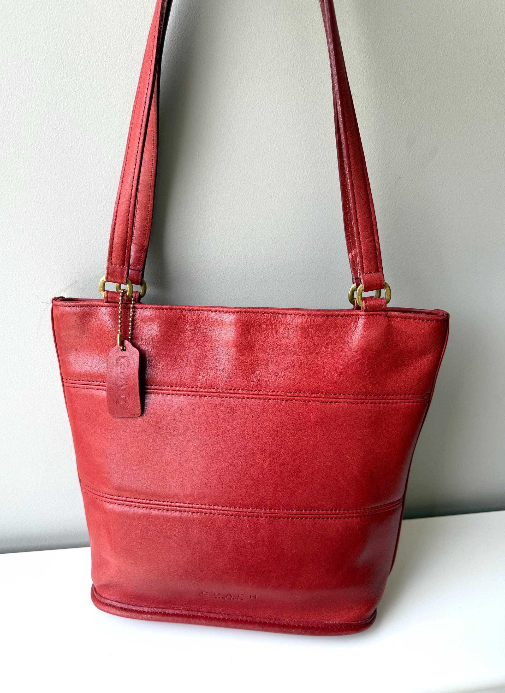 COACH Vintage Tribeca Shopper Tote Shoulder Zip Bag in Red