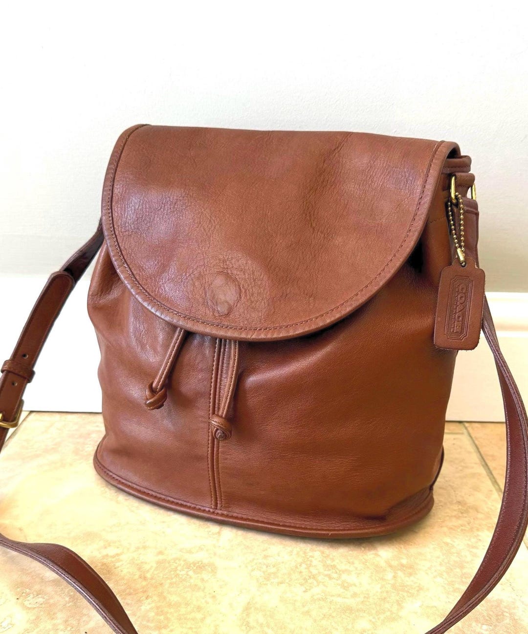 バッグ Old Coach Shoulder Bag Drawstring Vintage COACH Shoulder bag 9952 Drawstring Logo charm