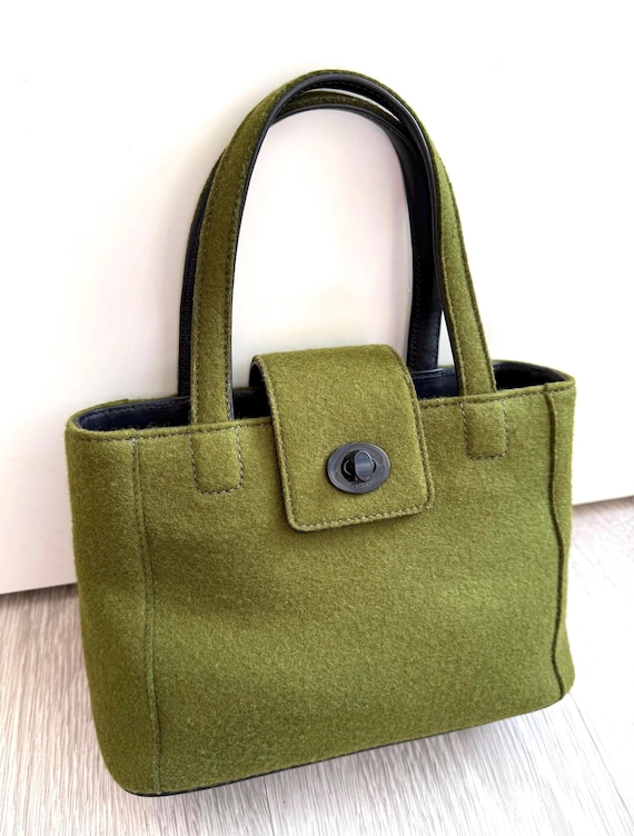 COACH Rare Mini Tote Bag in 100% Wool Felt & Glovetanned Leather 