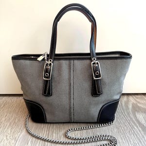 COACH Vintage Mini Market Tote Bag With Black Leather Trim & Coach
