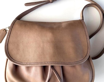 COACH Vintage Shoulder Bag With Soft Flap and Drawstring, in Taupe