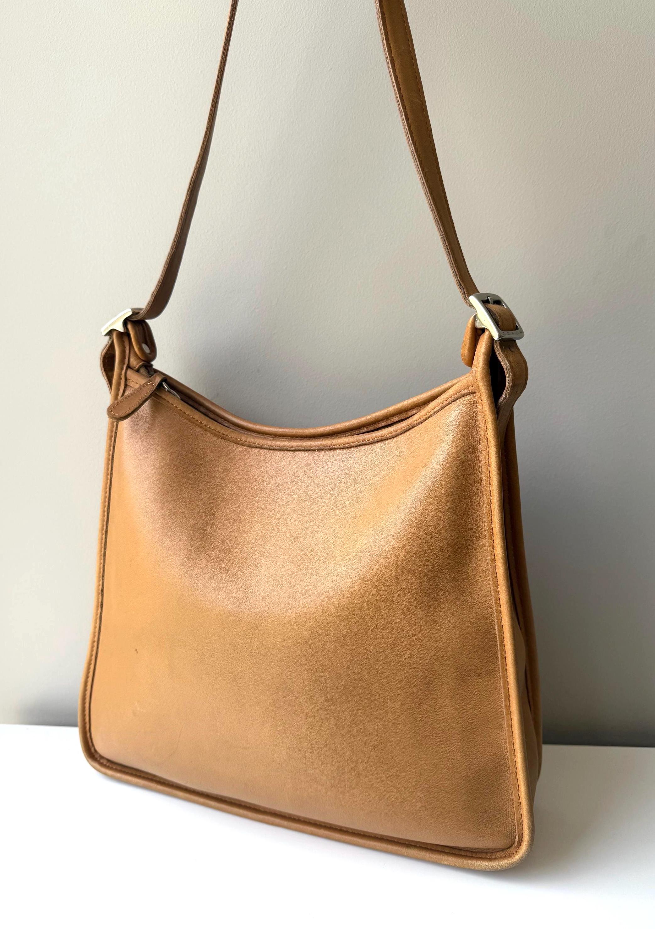 バッグ Vintage Coach Shoulder Bag Brown 1435 Vintage Coach Purse Brown Leather Shoulder Bag Zipper