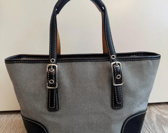 COACH Vintage Mini Market Tote Bag With Black Leather Trim & Coach