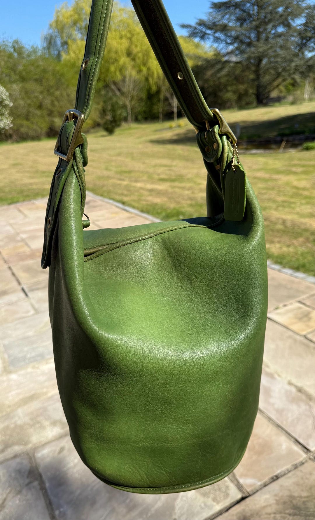 Rare Old Coach 9085 Shoulder Bag Green Made In USA Vintage