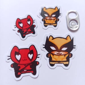 Deadpool and Wolverine cat stickers