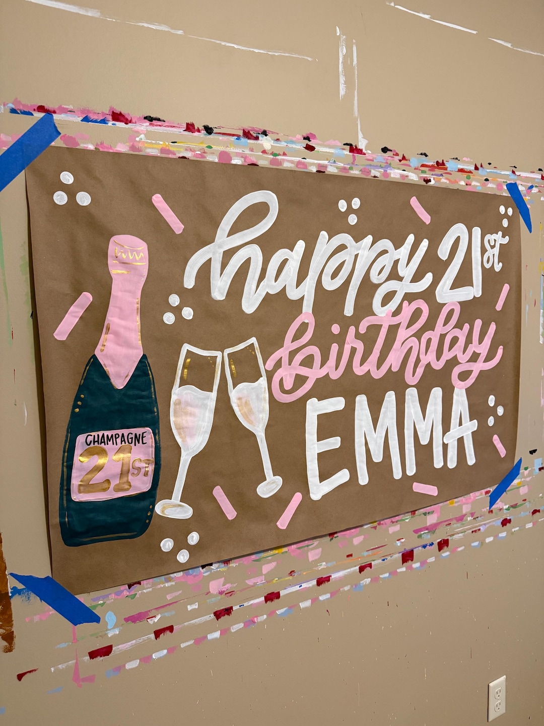 Twenty First Banner Twenty First Birthday Painted Banner, 21st Birthday, Nashville, Party ...