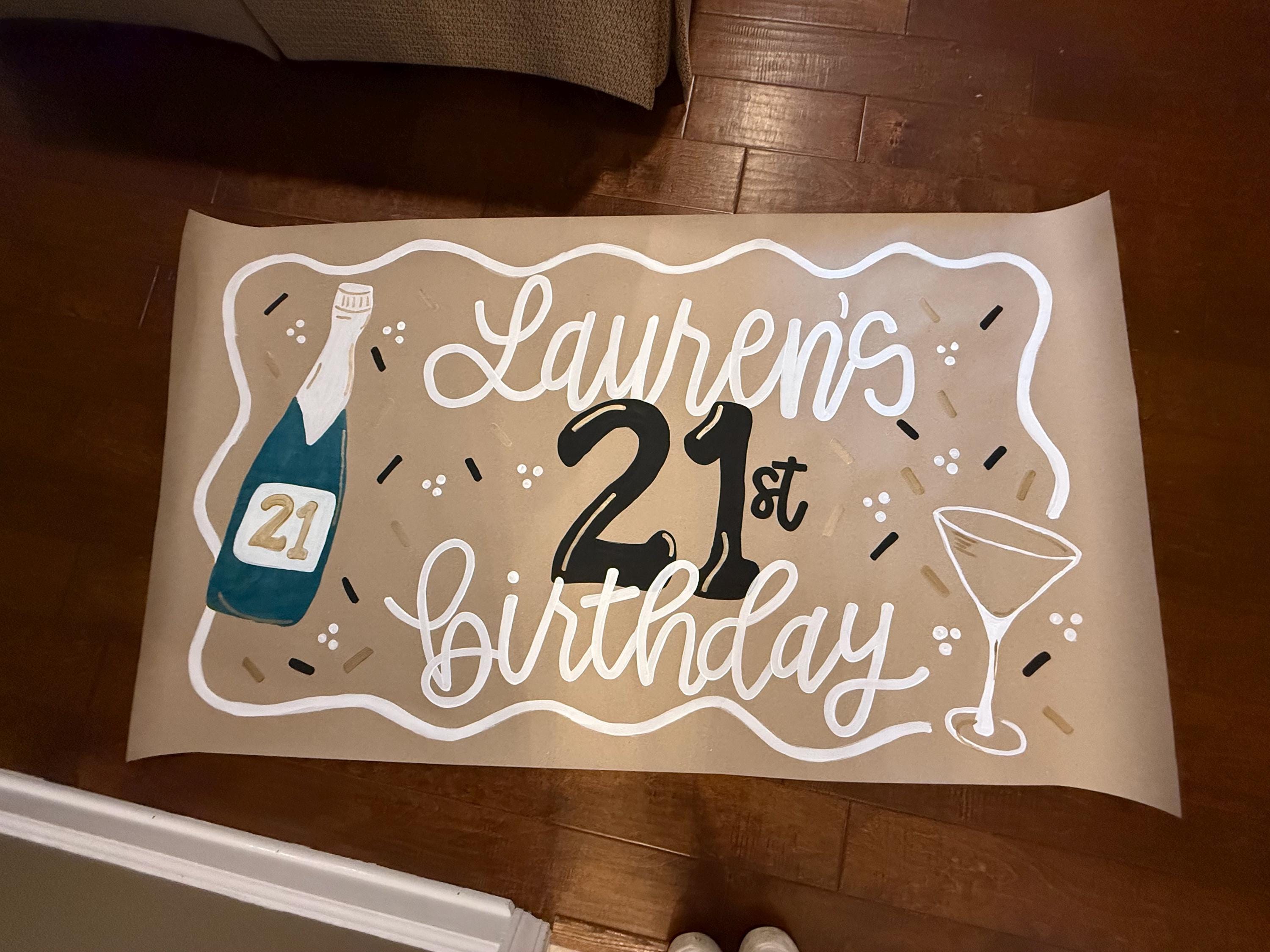 Twenty First Banner Twenty First Birthday Painted Banner, 21st Birthday, Nashville, Party ...