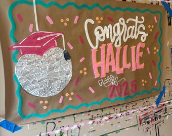 Custom Hand Painted Graduation Banner: Kraft Paper Party Decor