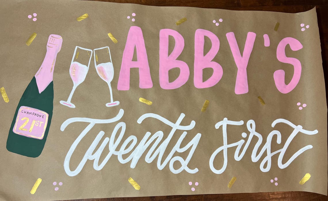 Twenty First Banner Twenty First Birthday Painted Banner, 21st Birthday, Nashville, Party ...