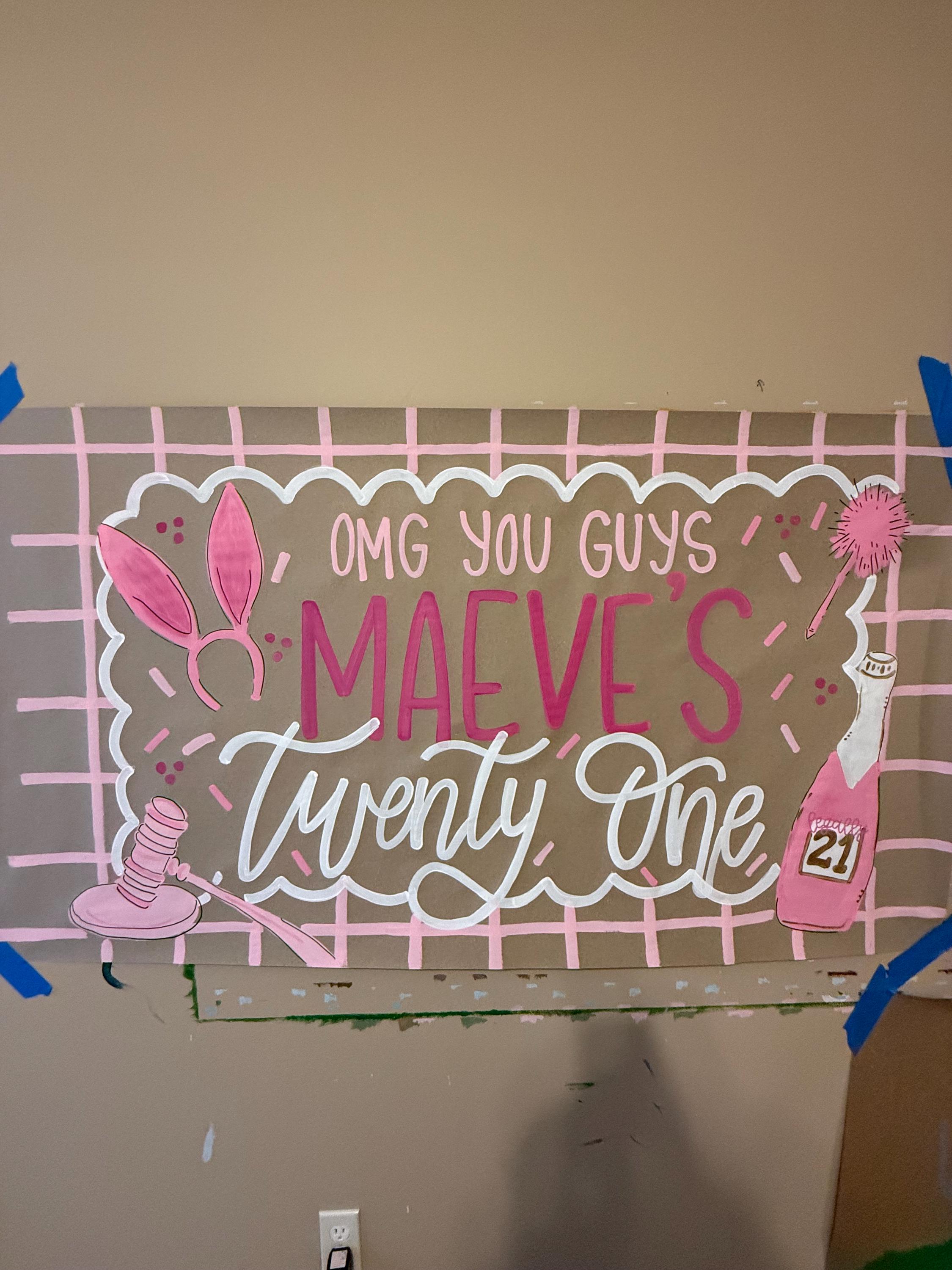 Twenty First Banner Twenty First Birthday Painted Banner, 21st Birthday, Nashville, Party ...